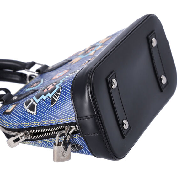 Louis Vuitton Blue Denim Aztec Epi Leather Alma BB Small Dome Bag Crossbody - Picture 11 of 12